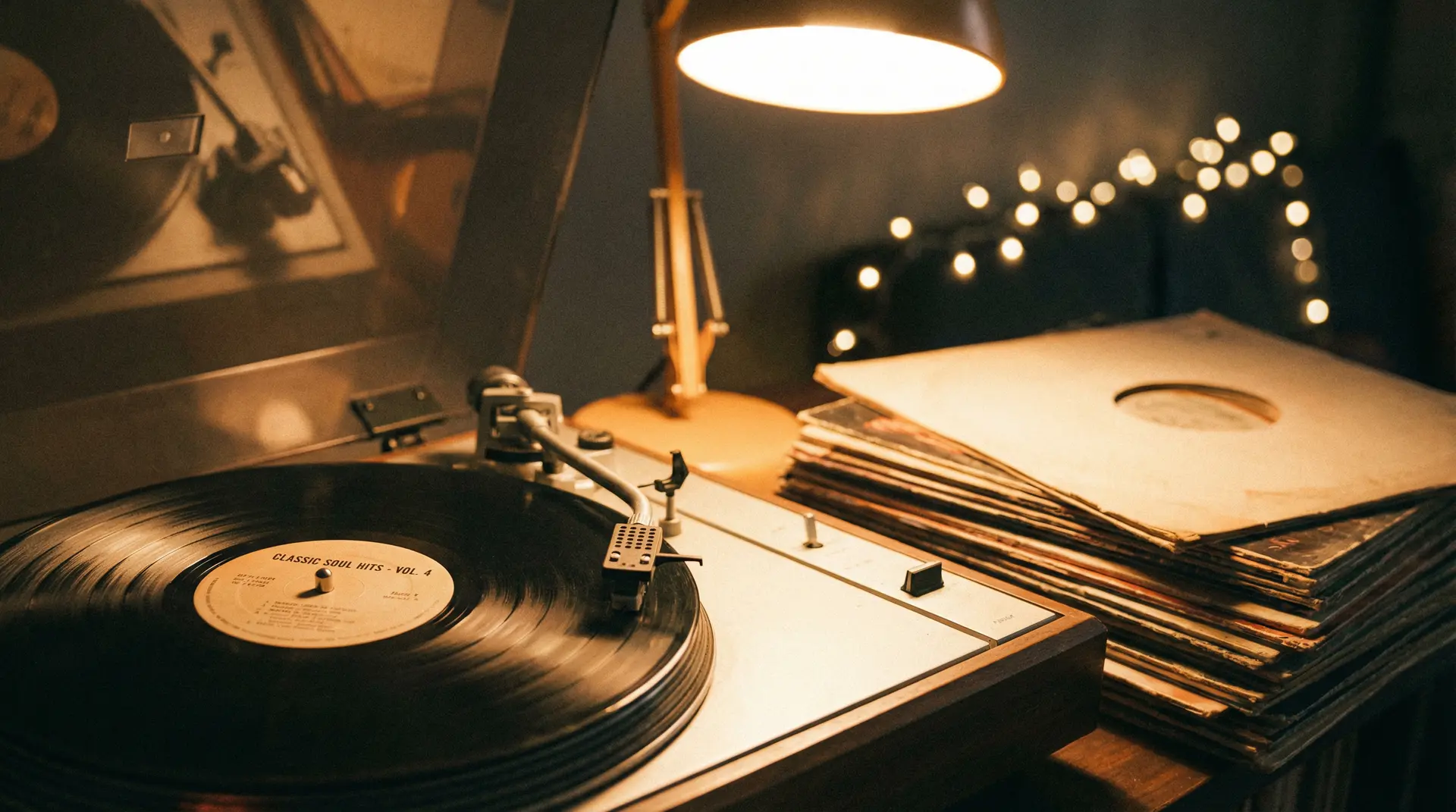 独立光影 原声大碟背景 - 黑胶唱片与暖光
